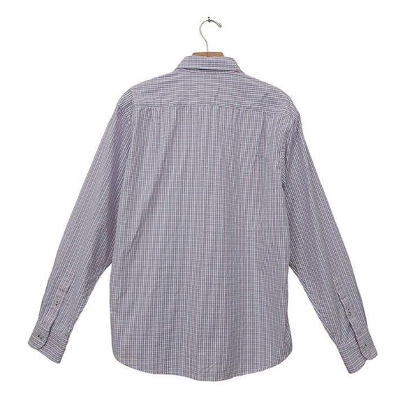 Untuckit Shirt Mens Large Blue Button Up Checks Long Sleeve 100% Cotton Casual - Picture 6 of 11